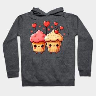 Valentines day kawaii cupcakes in love Hoodie